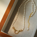 Double - Handed Ring Clasp Pearl Beaded Necklace - floysun