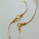 Double - Handed Ring Clasp Pearl Beaded Necklace - floysun