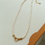 Double - Handed Ring Clasp Pearl Beaded Necklace - floysun
