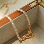 Double - Handed Ring Clasp Pearl Beaded Necklace - floysun