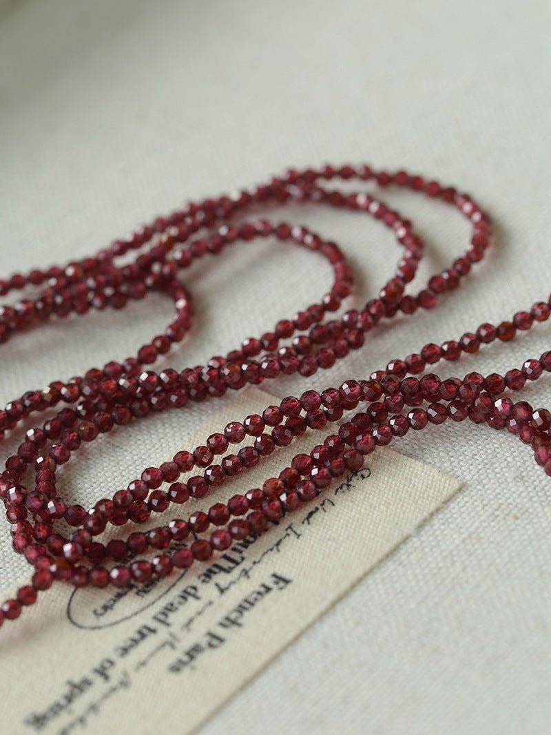 Double - Layer Faceted Gemstone Necklace with Pearl Pendant – Garnet or Gold Ore Option - floysun