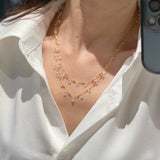 Double Layer White CZ Tassel Choker Necklace - floysun
