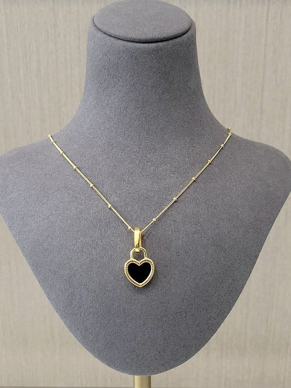 Double - sided Love Lock Pendant Necklace - floysun