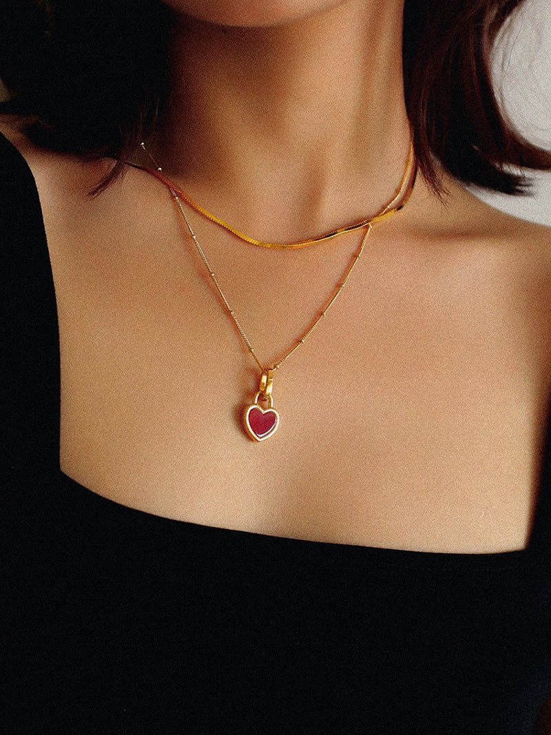 Double - sided Love Lock Pendant Necklace - floysun