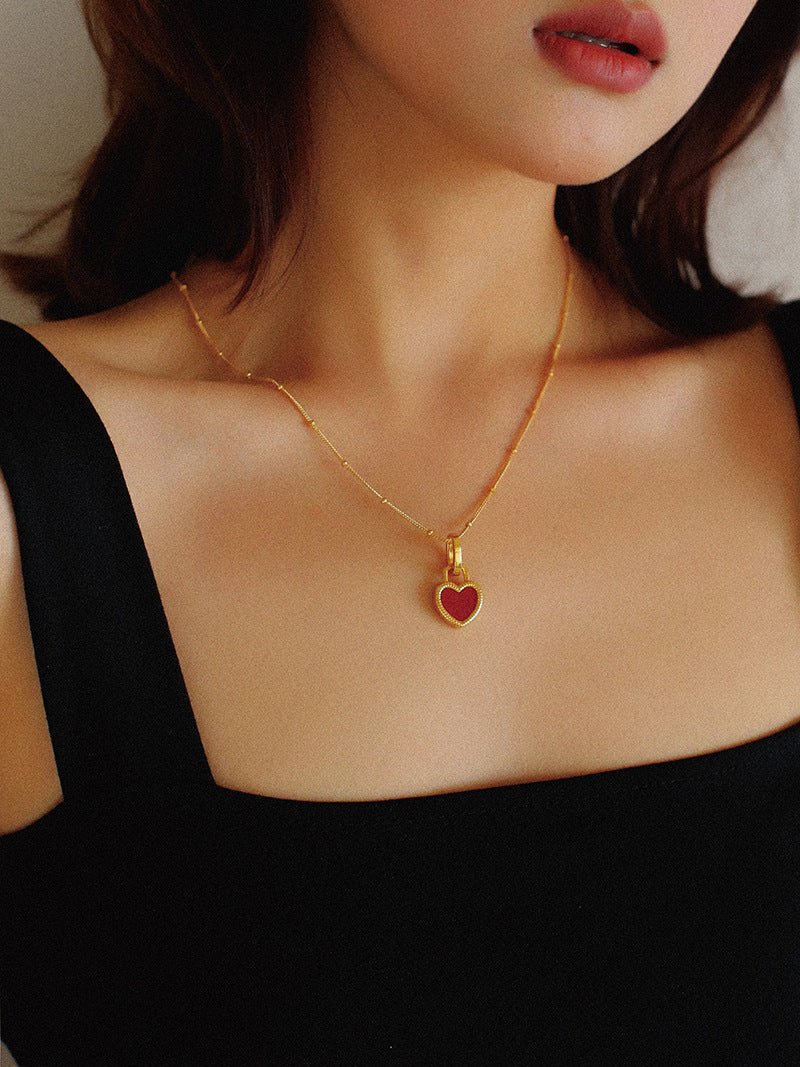 Double - sided Love Lock Pendant Necklace - floysun