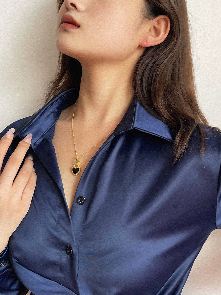 Double - sided Love Lock Pendant Necklace - floysun