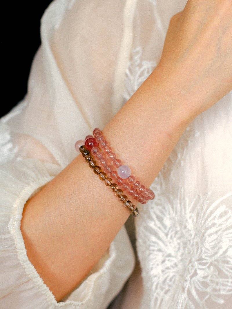 Dream Energy Crystal Bracelet - Triple - Layer Rose Quartz Mix - floysun