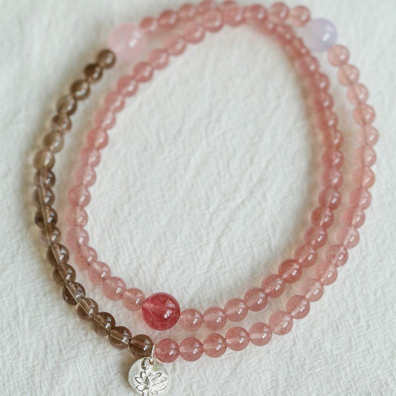 Dream Energy Crystal Bracelet - Triple - Layer Rose Quartz Mix - floysun