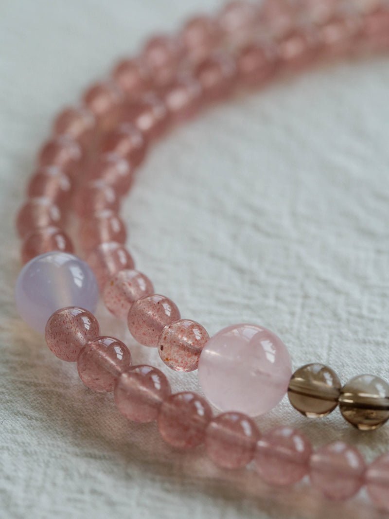 Dream Energy Crystal Bracelet - Triple - Layer Rose Quartz Mix - floysun