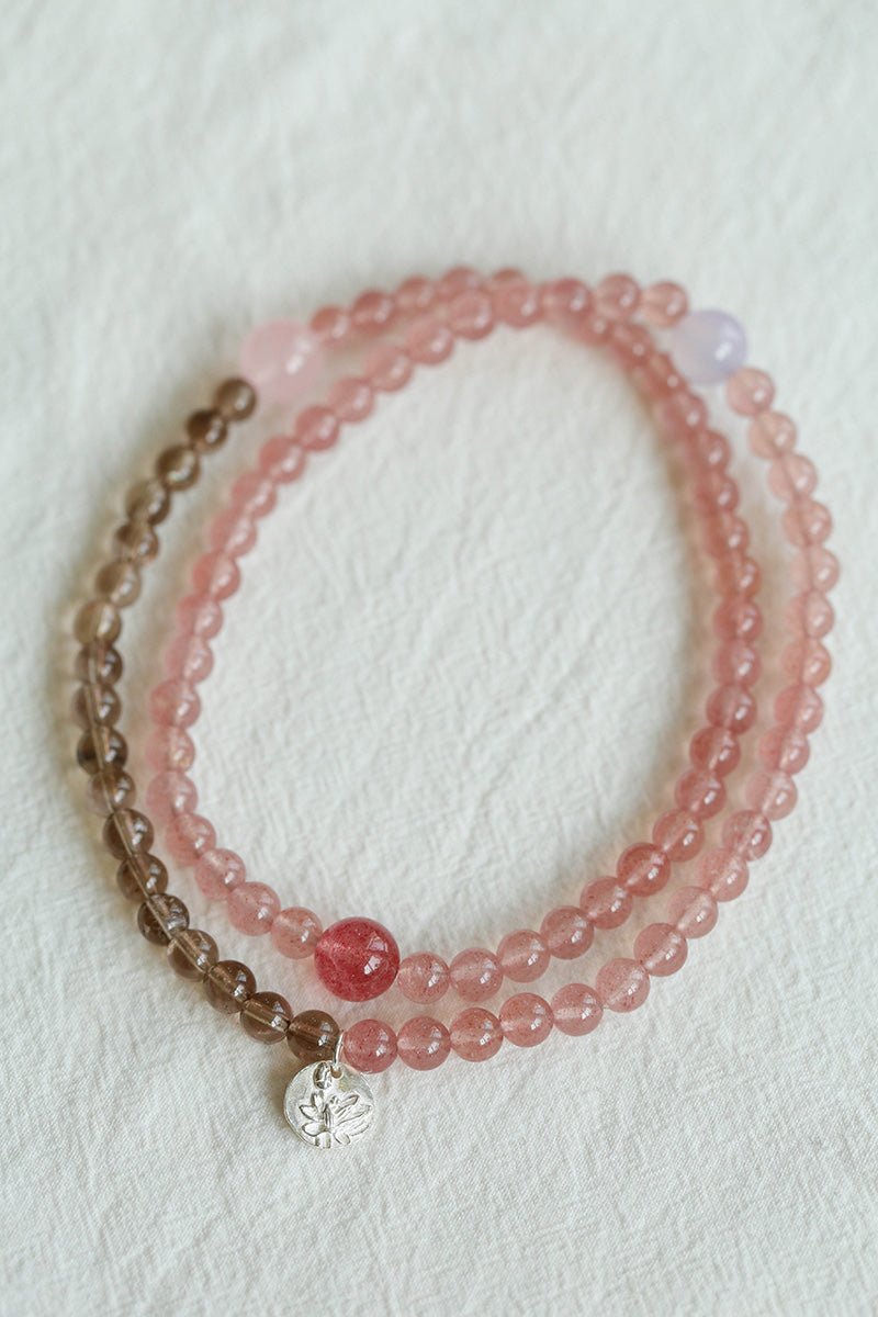Dream Energy Crystal Bracelet - Triple - Layer Rose Quartz Mix - floysun