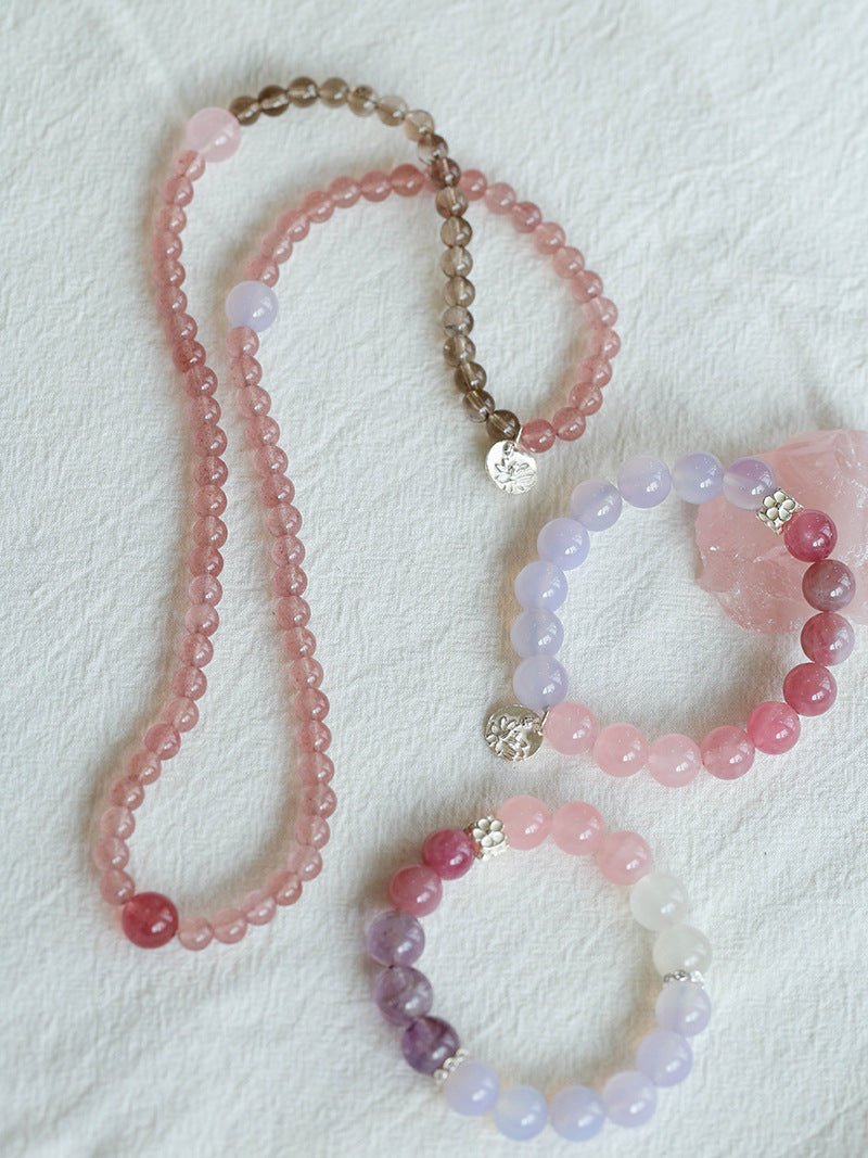 Dream Energy Crystal Bracelet - Triple - Layer Rose Quartz Mix - floysun