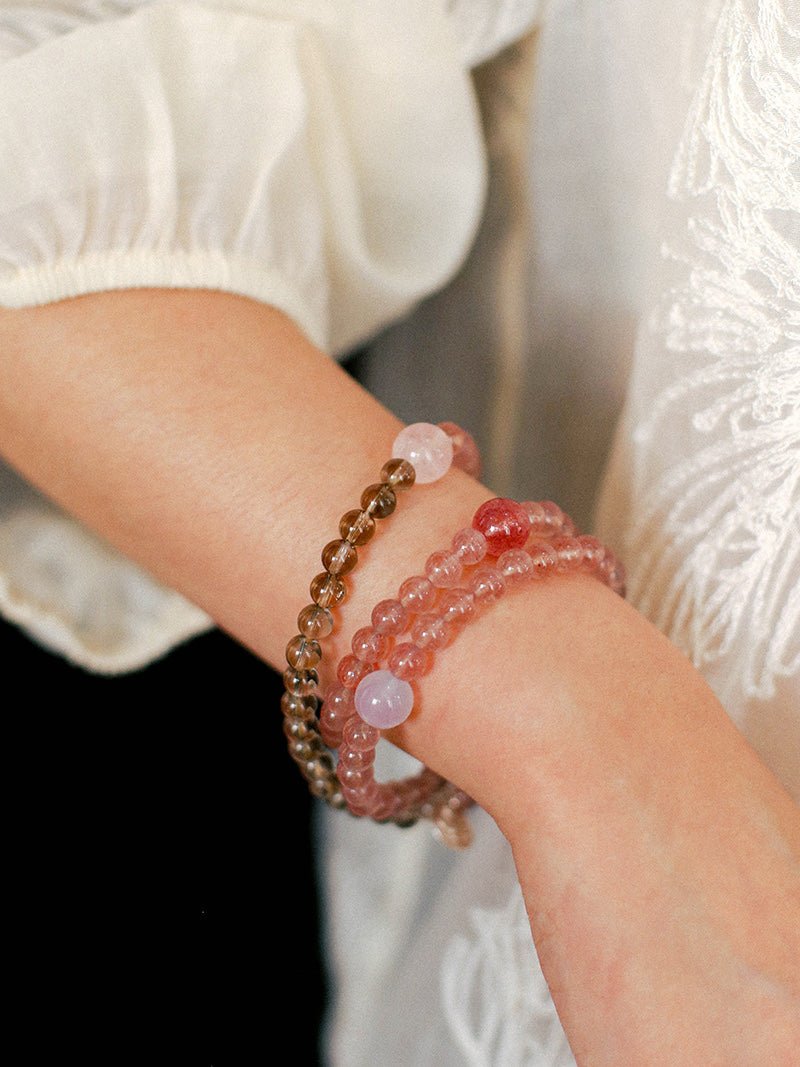 Dream Energy Crystal Bracelet - Triple - Layer Rose Quartz Mix - floysun