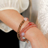 Dream Energy Crystal Bracelet - Triple - Layer Rose Quartz Mix - floysun