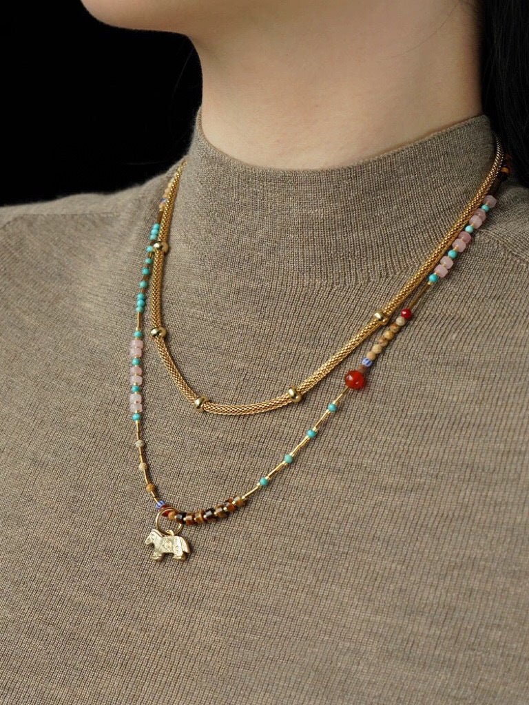 Dream Island Carousel Pony Beaded Necklace - floysun
