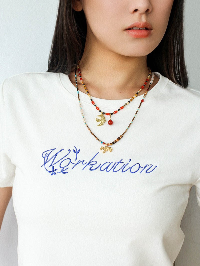 Dream Island Carousel Pony Beaded Necklace - floysun