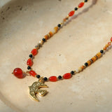Dream Island Flaming Bird Beaded Necklace - floysun