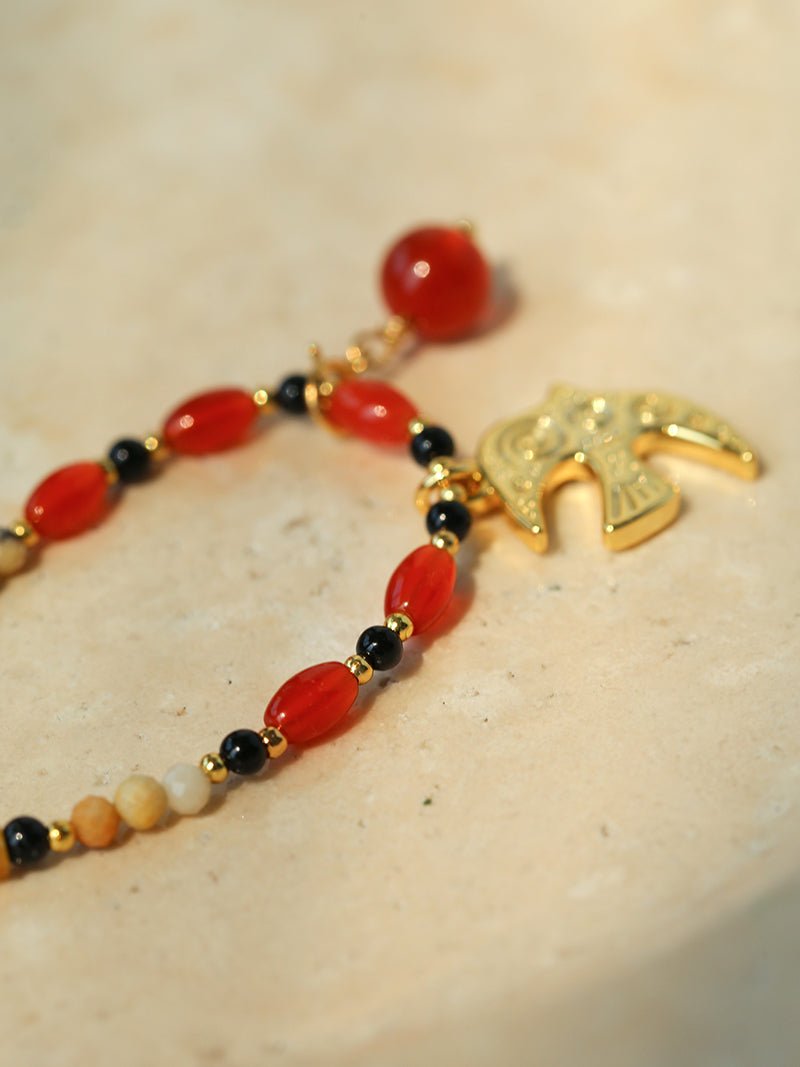 Dream Island Flaming Bird Beaded Necklace - floysun