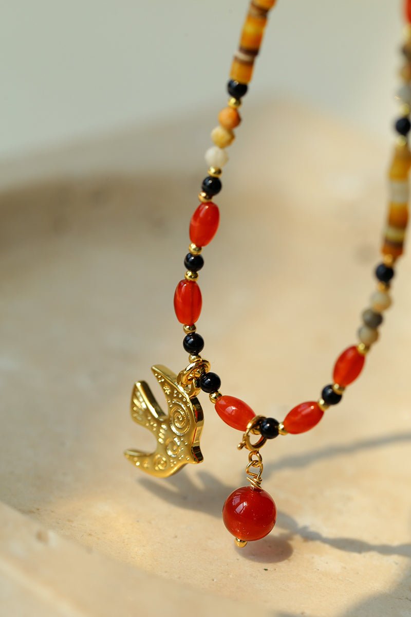 Dream Island Flaming Bird Beaded Necklace - floysun