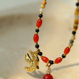 Dream Island Flaming Bird Beaded Necklace - floysun
