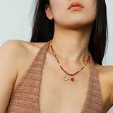 Dream Island Flaming Bird Beaded Necklace - floysun