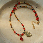 Dream Island Flaming Bird Beaded Necklace - floysun