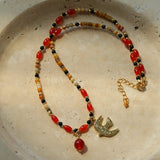 Dream Island Flaming Bird Beaded Necklace - floysun