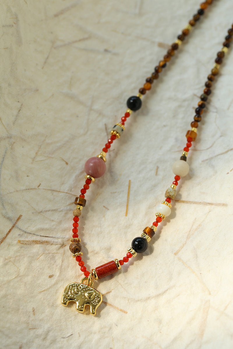 Dream Island Lucky Elephant Beaded Necklace - floysun
