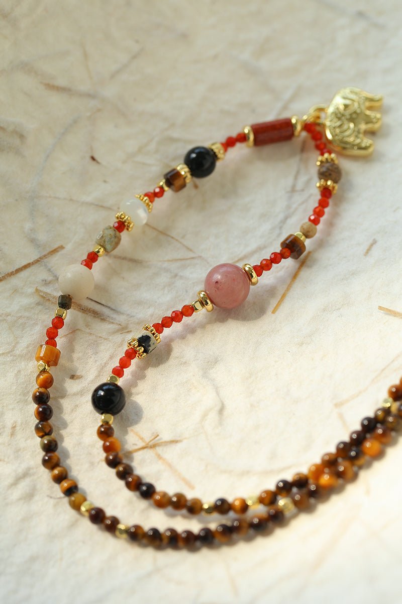Dream Island Lucky Elephant Beaded Necklace - floysun