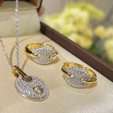 Dual - Tone Sparkling Pig Nose Stud Earrings - floysun