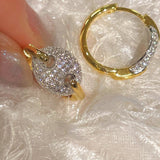 Dual - Tone Sparkling Pig Nose Stud Earrings - floysun