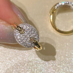 Dual - Tone Sparkling Pig Nose Stud Earrings - floysun