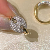 Dual - Tone Sparkling Pig Nose Stud Earrings - floysun