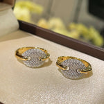 Dual - Tone Sparkling Pig Nose Stud Earrings - floysun