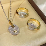 Dual - Tone Sparkling Pig Nose Stud Earrings - floysun