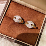 Dual - Tone Sparkling Pig Nose Stud Earrings - floysun