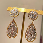 Dual - Wear Gold Silver Two - Tone Hollow Leaf Drop Earrings - floysun