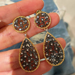 Dual - Wear Gunmetal Gold Hollow Leaf Drop Earrings - floysun