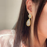 Dual - Wear Leaf Earrings with Engraved Gold & Sparkling CZ - floysun