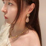 Dual - Wear Leaf Earrings with Engraved Gold & Sparkling CZ - floysun