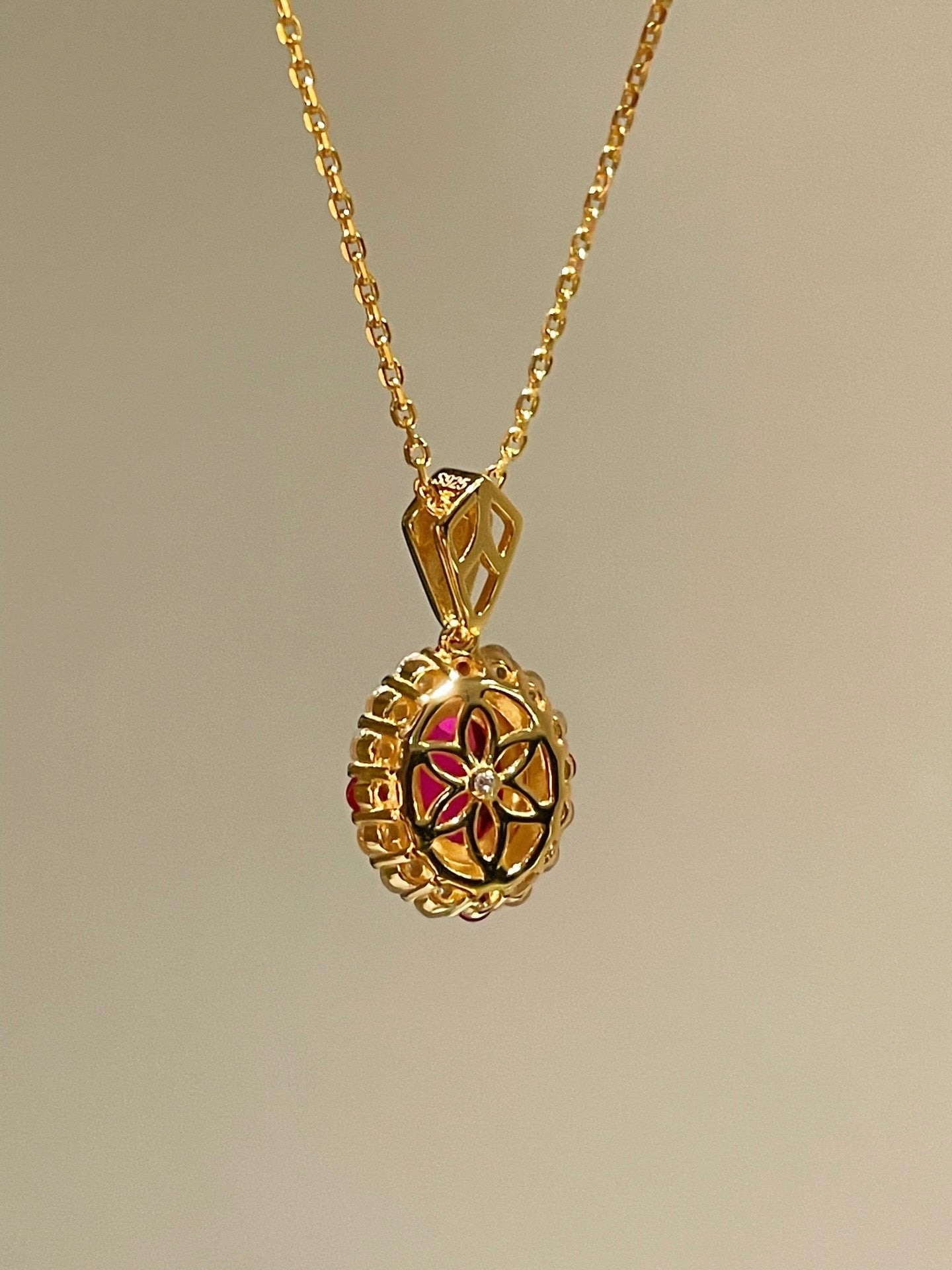 Duchess Series Oval Red Ruby Necklace - floysun