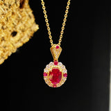 Duchess Series Oval Red Ruby Necklace - floysun