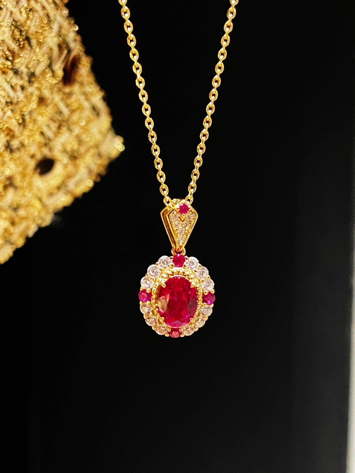 Duchess Series Oval Red Ruby Necklace - floysun