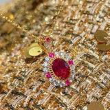 Duchess Series Oval Red Ruby Necklace - floysun