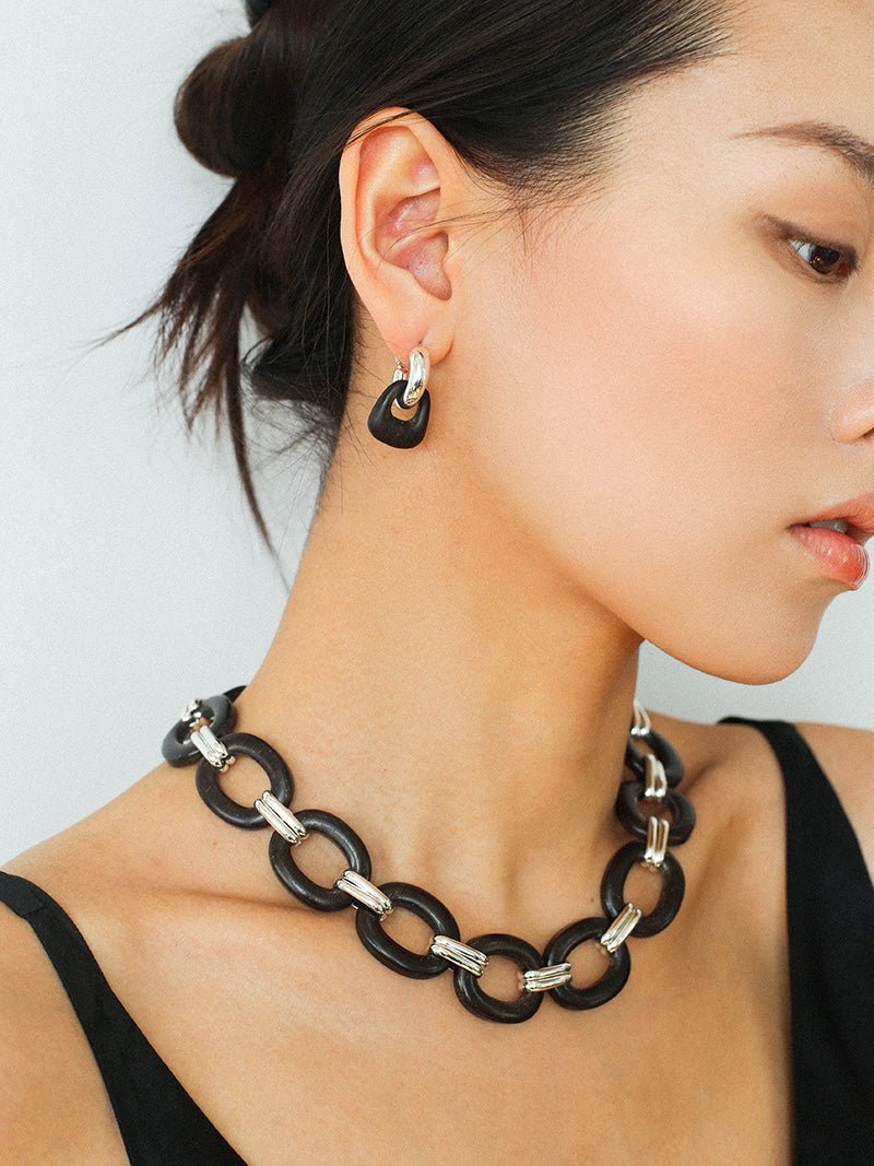 Ebony Harmony Hoop Earrings - floysun