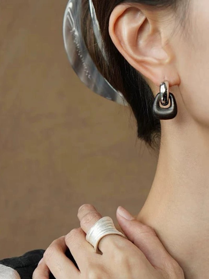Ebony Harmony Hoop Earrings - floysun