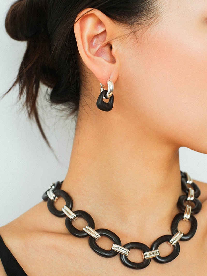Ebony Harmony Hoop Earrings - floysun