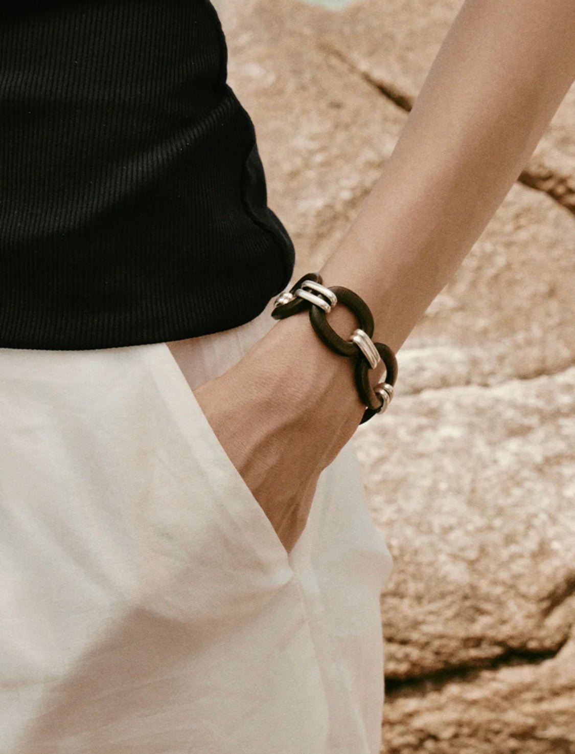 Ebony Wood Elliptic Bracelet - floysun