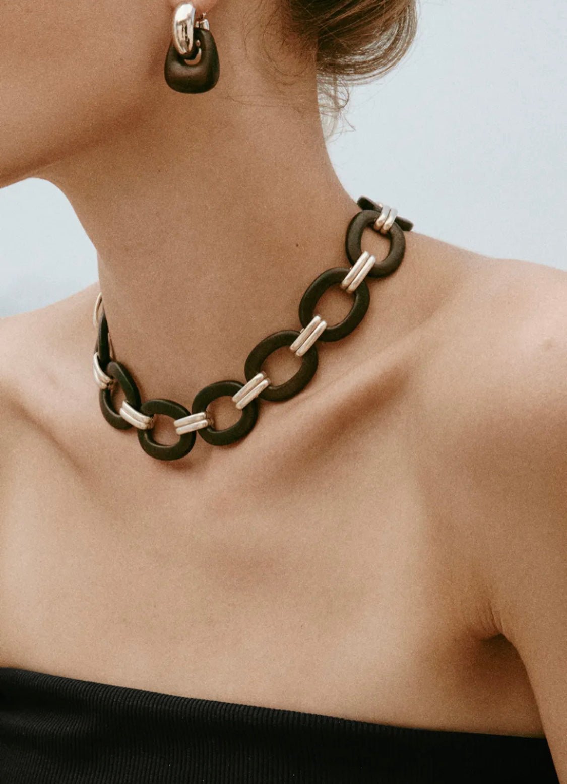 Ebony Wood Elliptic Necklace - floysun