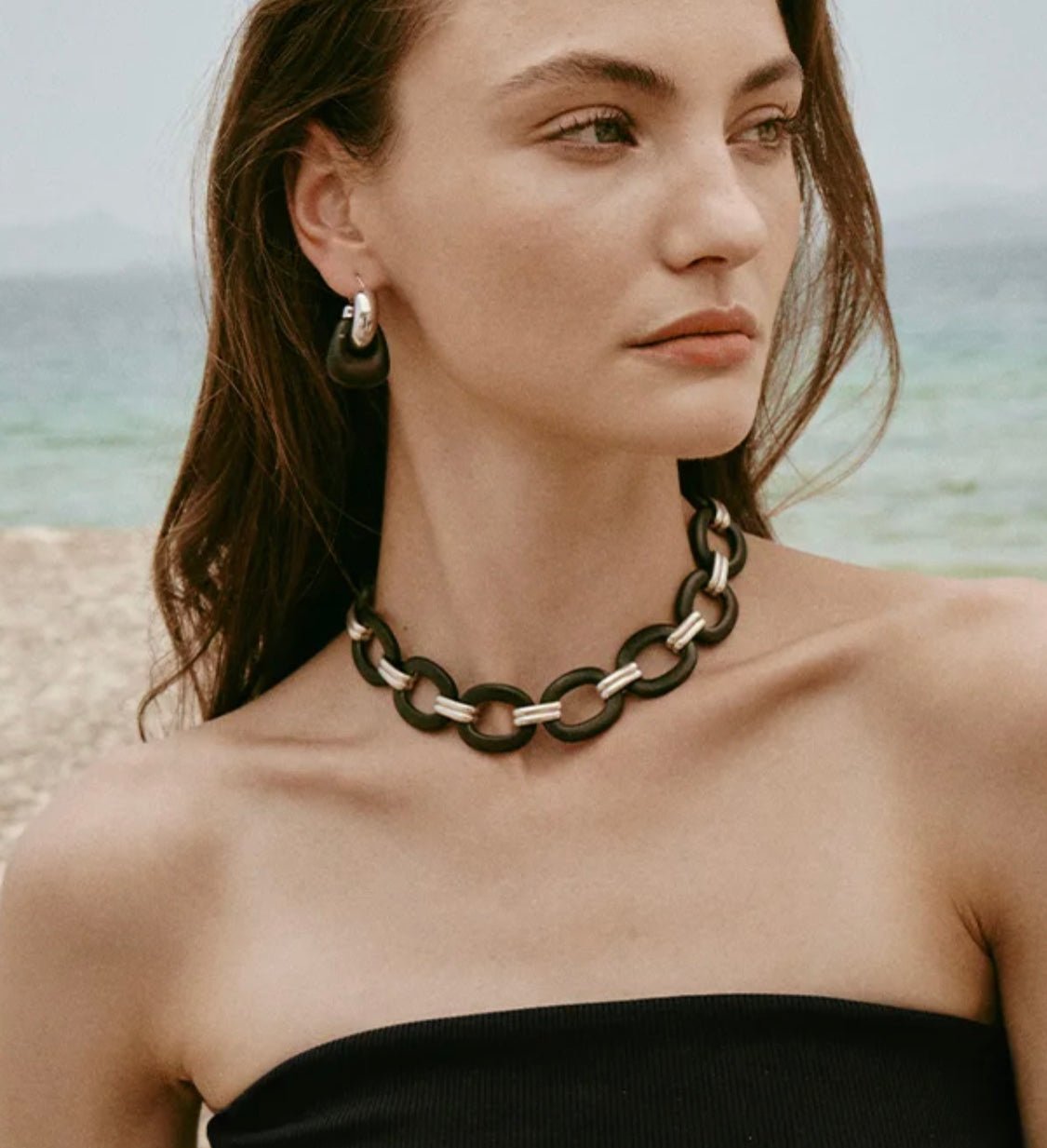 Ebony Wood Elliptic Necklace - floysun