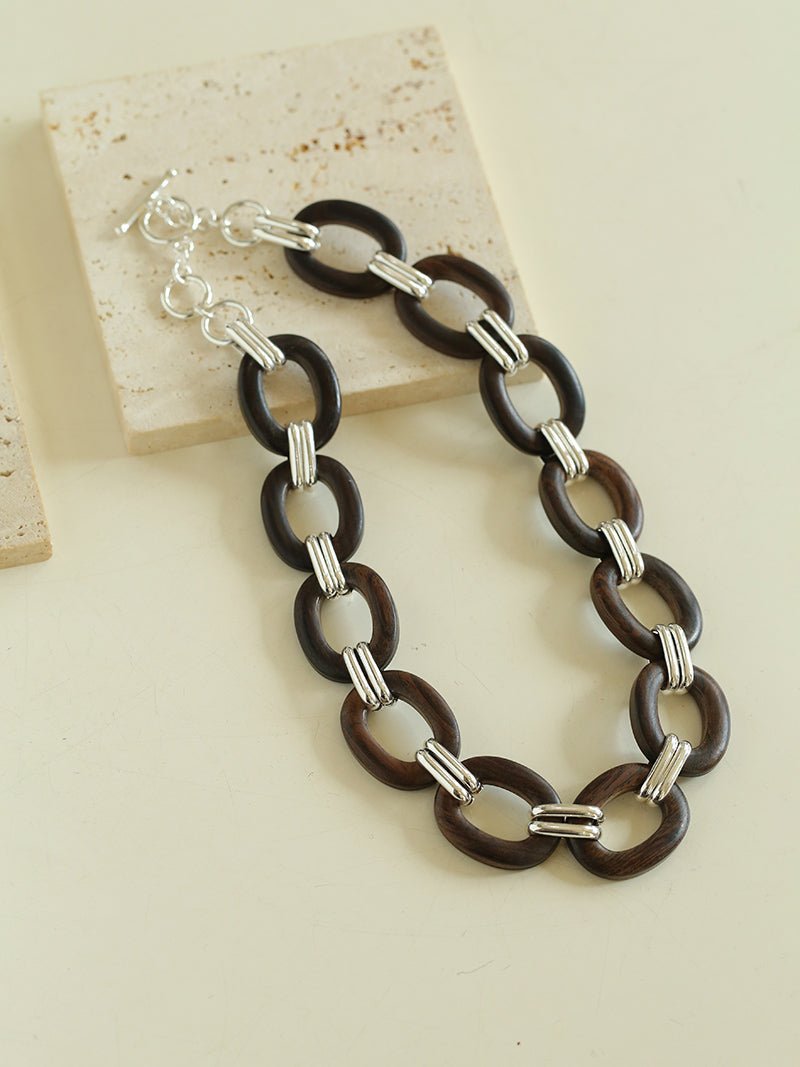 Ebony Wood Elliptic Necklace - floysun